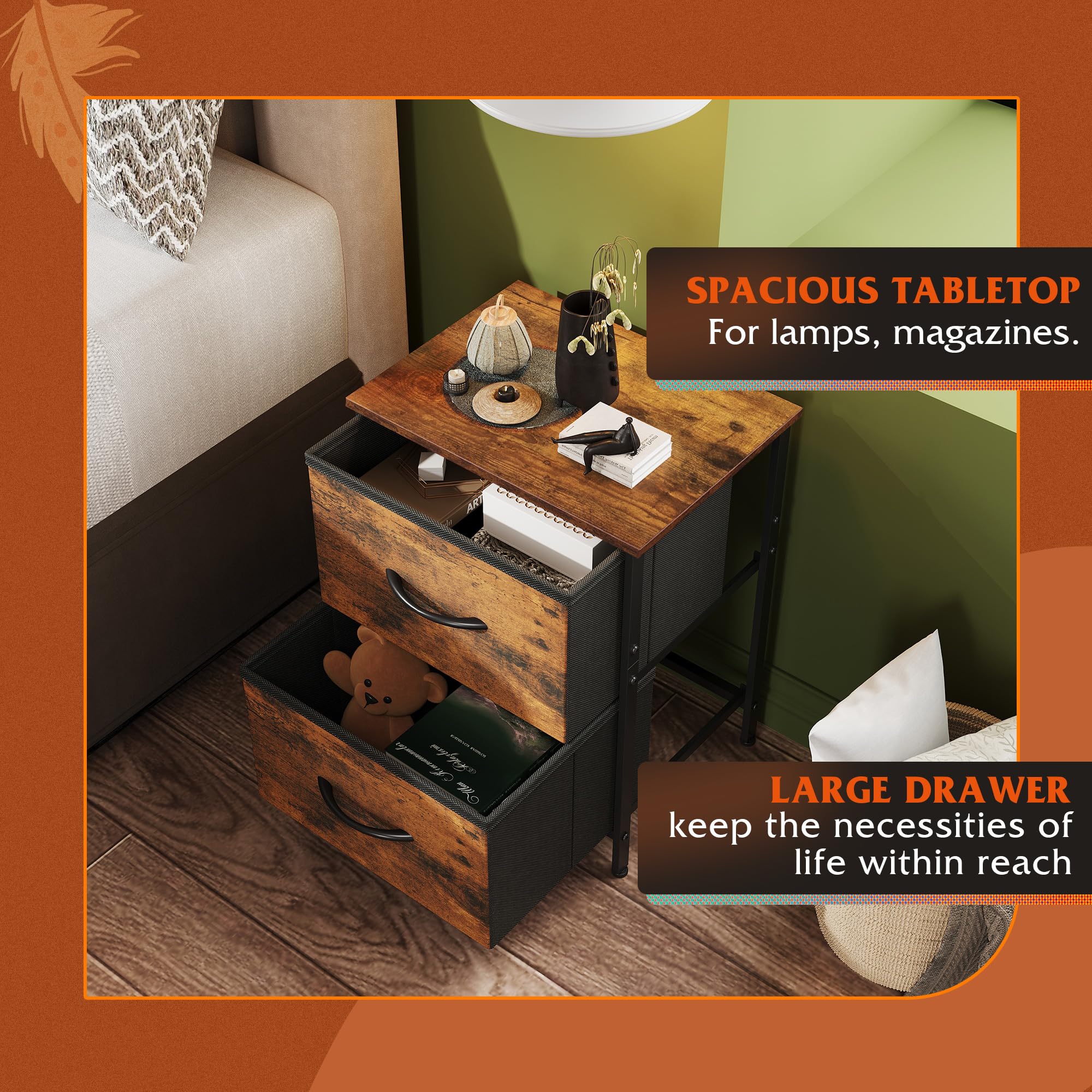 WLIVE night stand compact design fits bedside, sofa, or entryway spaces