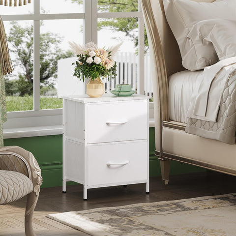 WLIVE night stand with fabric drawers keeps bedtime essentials tidy and accessible.