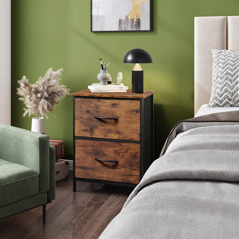 WLIVE night stand with two fabric drawers keeps small essentials organized and accessible