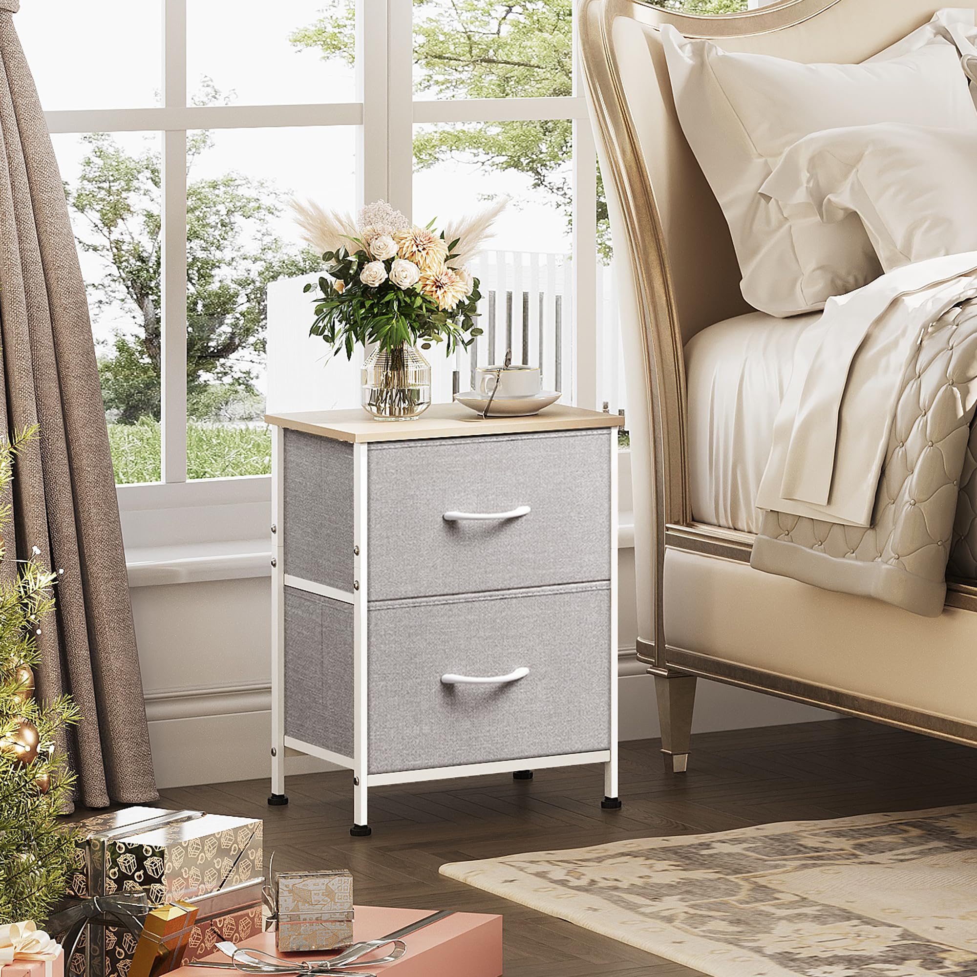 WLIVE night stand fabric drawers offer flexible storage within easy reach.