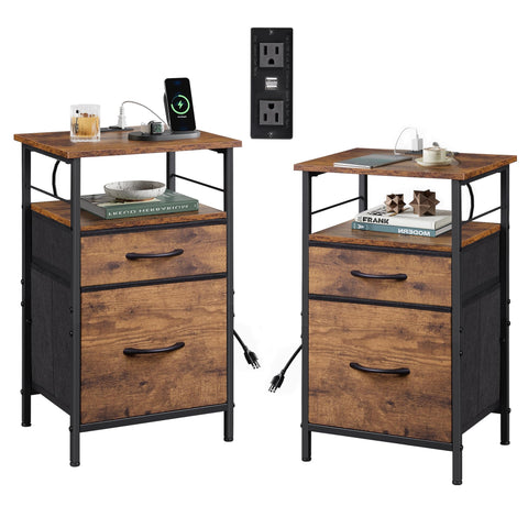 WLIVE nightstand with charging station and USB ports for easy bedside charging