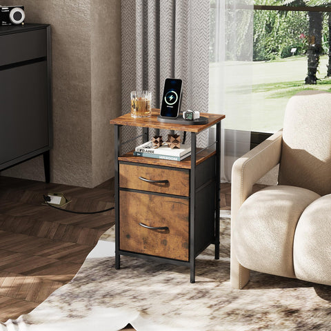 WLIVE nightstand set 2 fabric drawers add hidden storage near bed