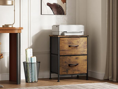 Side view of WLIVE night stand reveals integrated drawers and sturdy top for daily use.