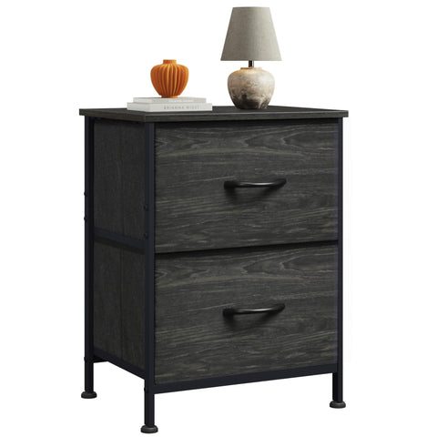 WLIVE night stand with wood top in charcoal black for durable bedside storage.