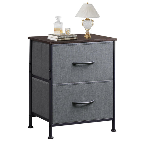 WLIVE nightstand with two drawers and wood top for organized bedside storage