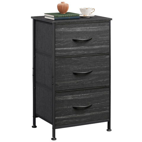WLIVE nightstand with 3 drawers featuring a steel frame for durable bedroom storage