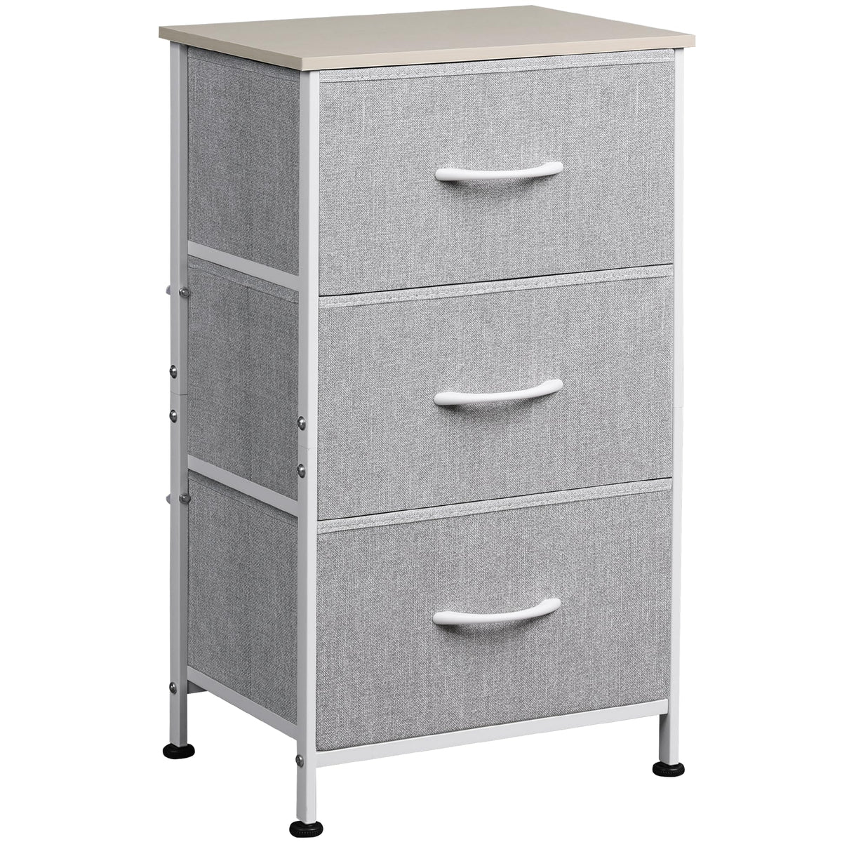WLIVE nightstand with 3 drawers keeps bedroom essentials organized.