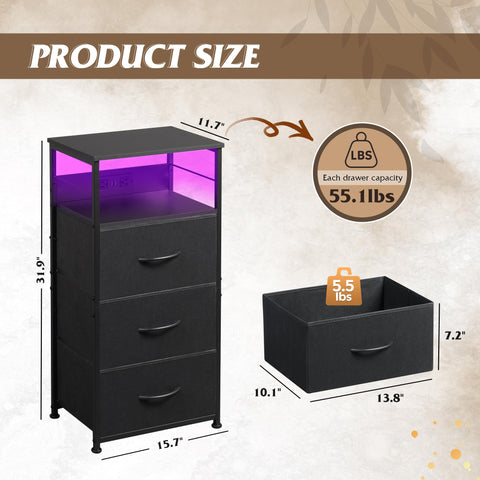 WLIVE nightstand with adjustable feet protects floors and stability