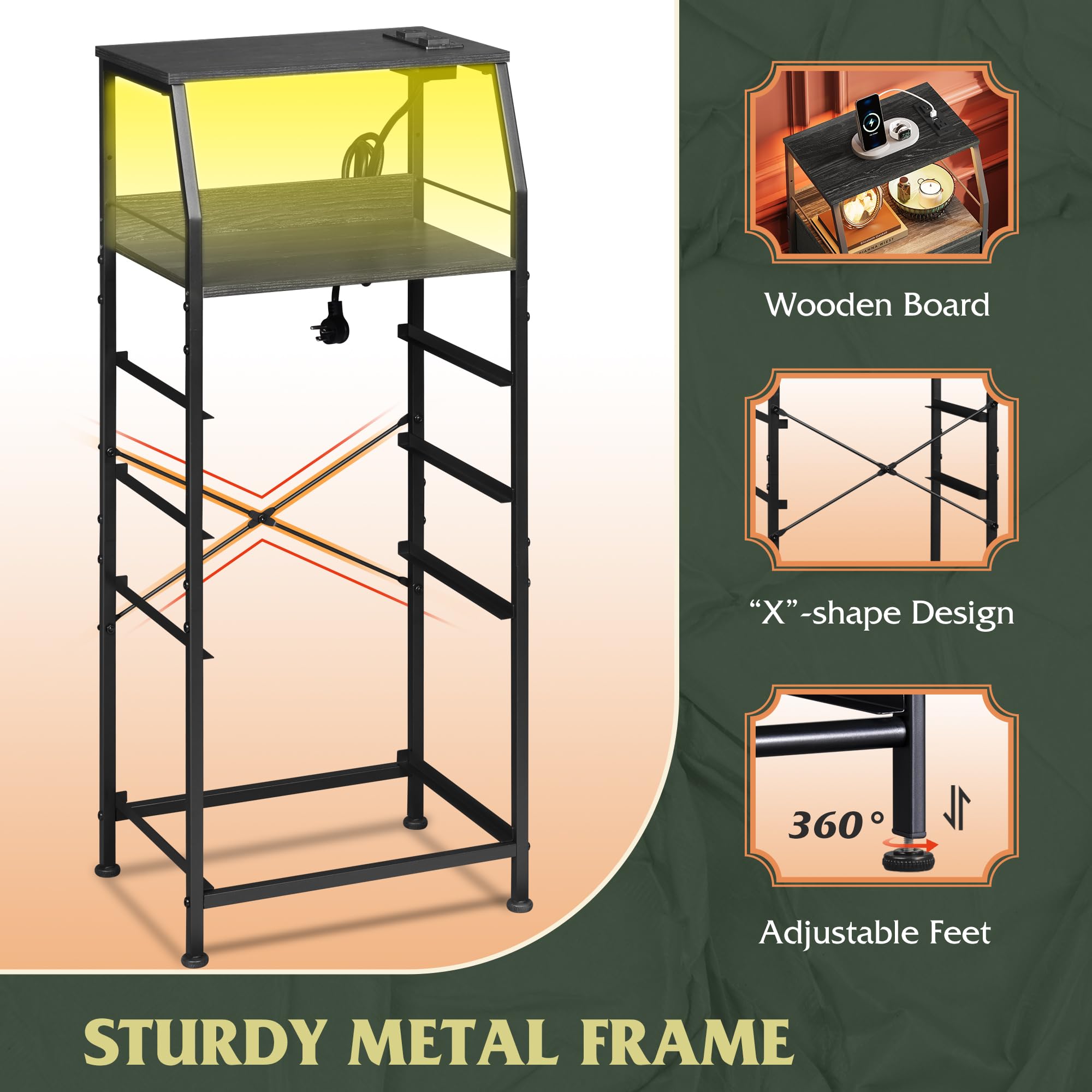 WLIVE assembly-friendly nightstand with anti-tip device for safety
