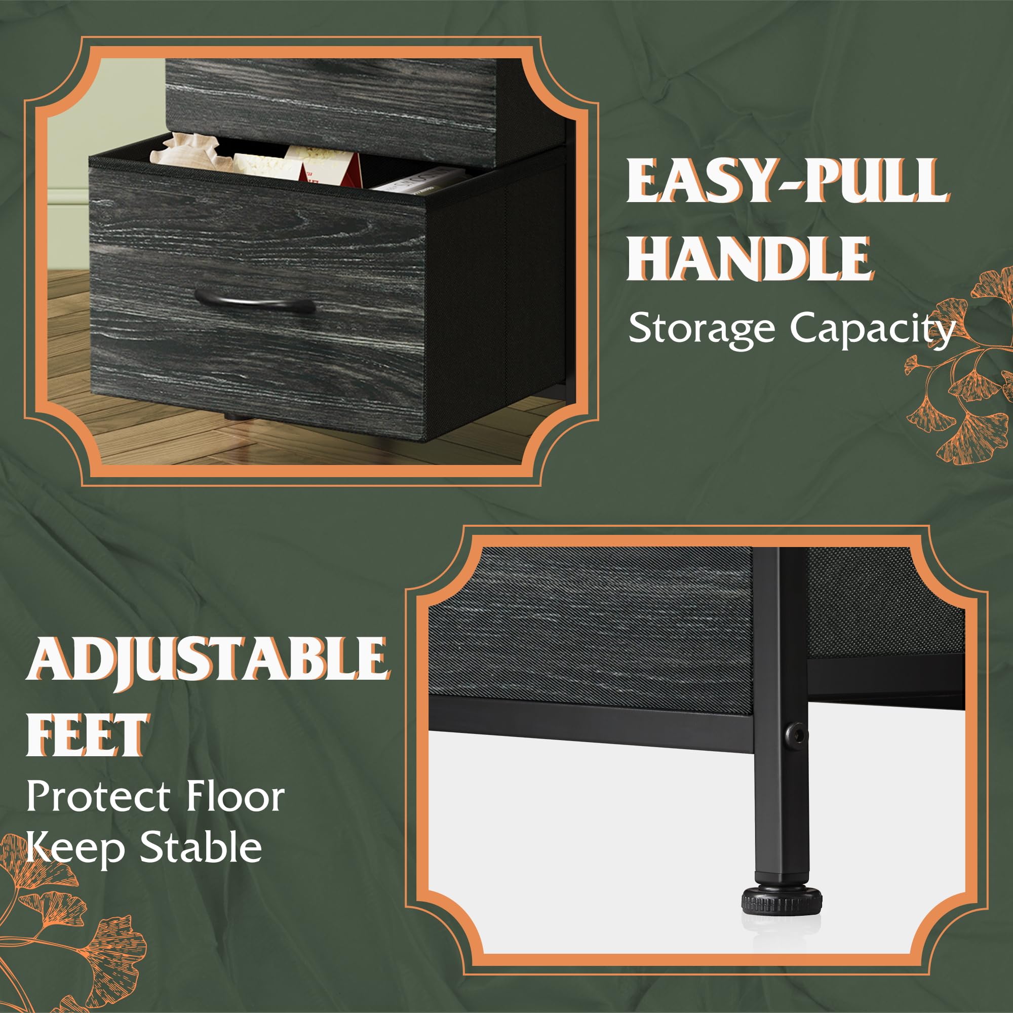 WLIVE nightstand set in a modern bedroom setup