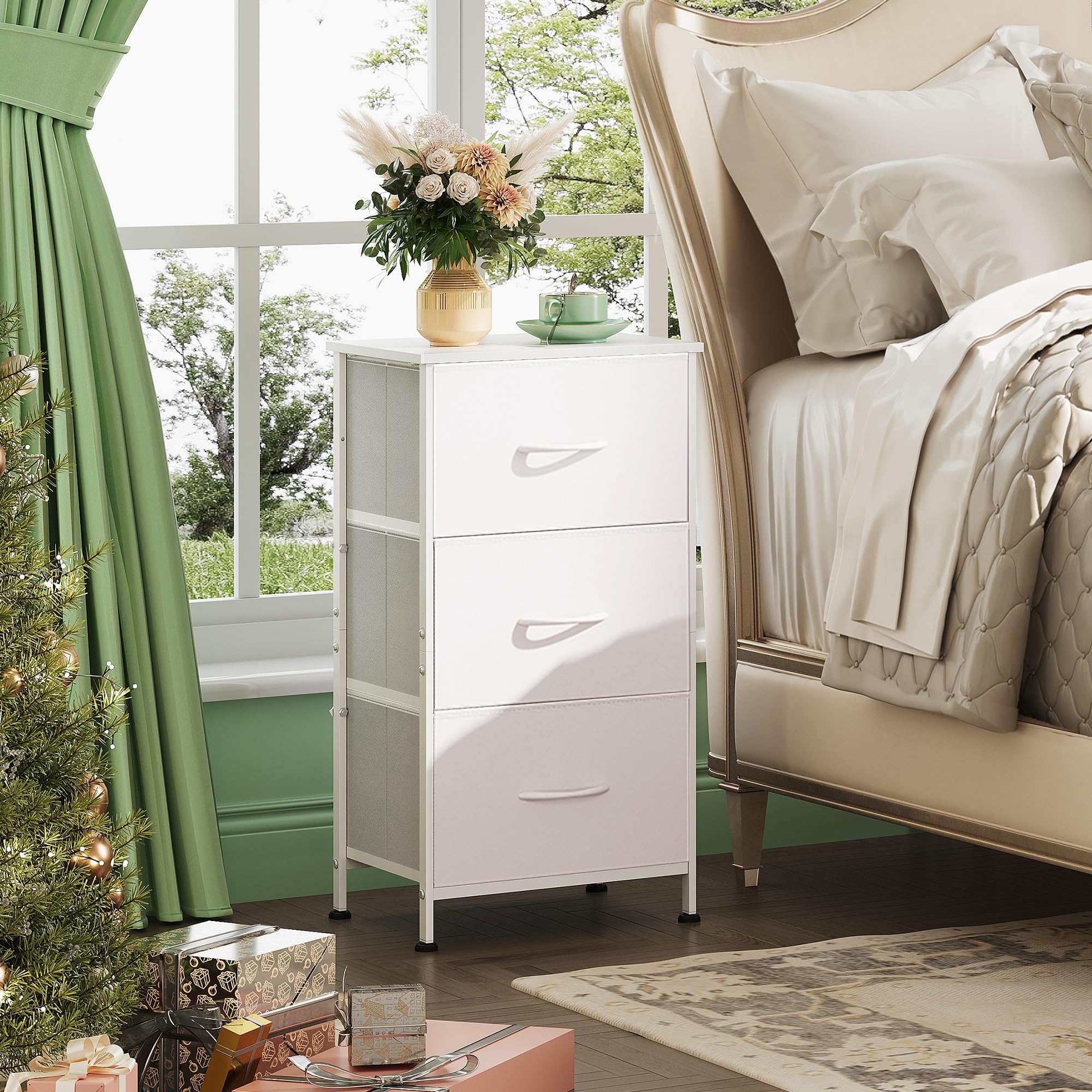 Close-up of WLIVE nightstand pull handle for smooth drawer access