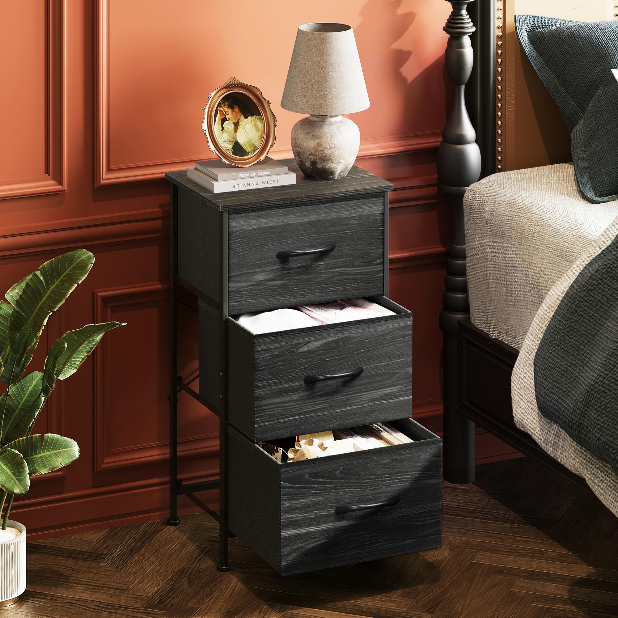 Close-up of WLIVE fabric drawers showing soft, organized storage