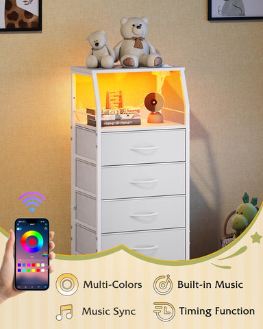 WLIVE nightstand fabric drawers offer organized storage for clothes.