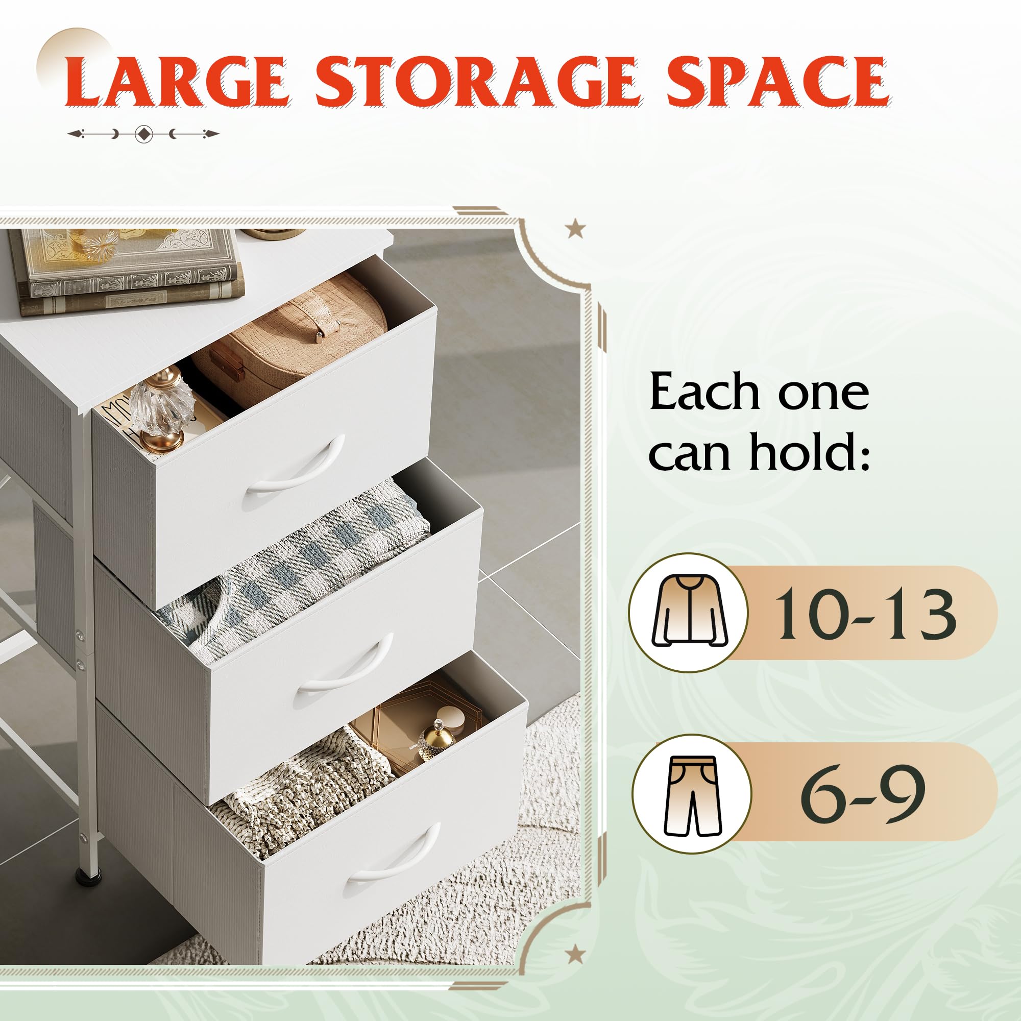 WLIVE nightstand nonwoven fabric drawers for lightweight storage
