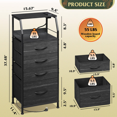 WLIVE nightstand open wood shelf for accessible electronics and decor