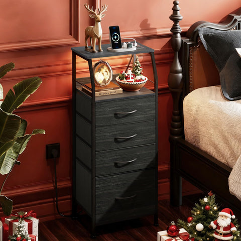 WLIVE tall drawer nightstand offering fabric storage and organization