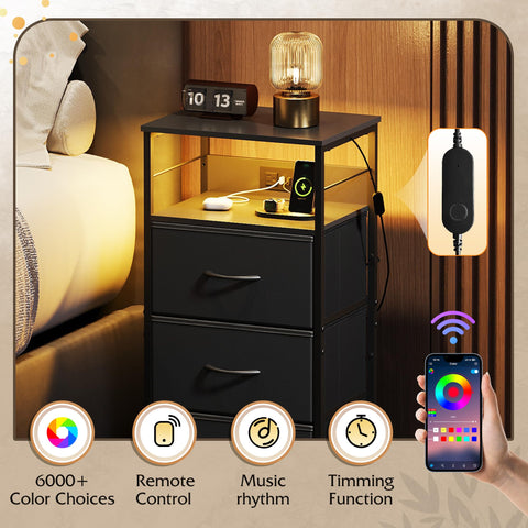 WLIVE nightstand with USB ports and outlets for easy charging