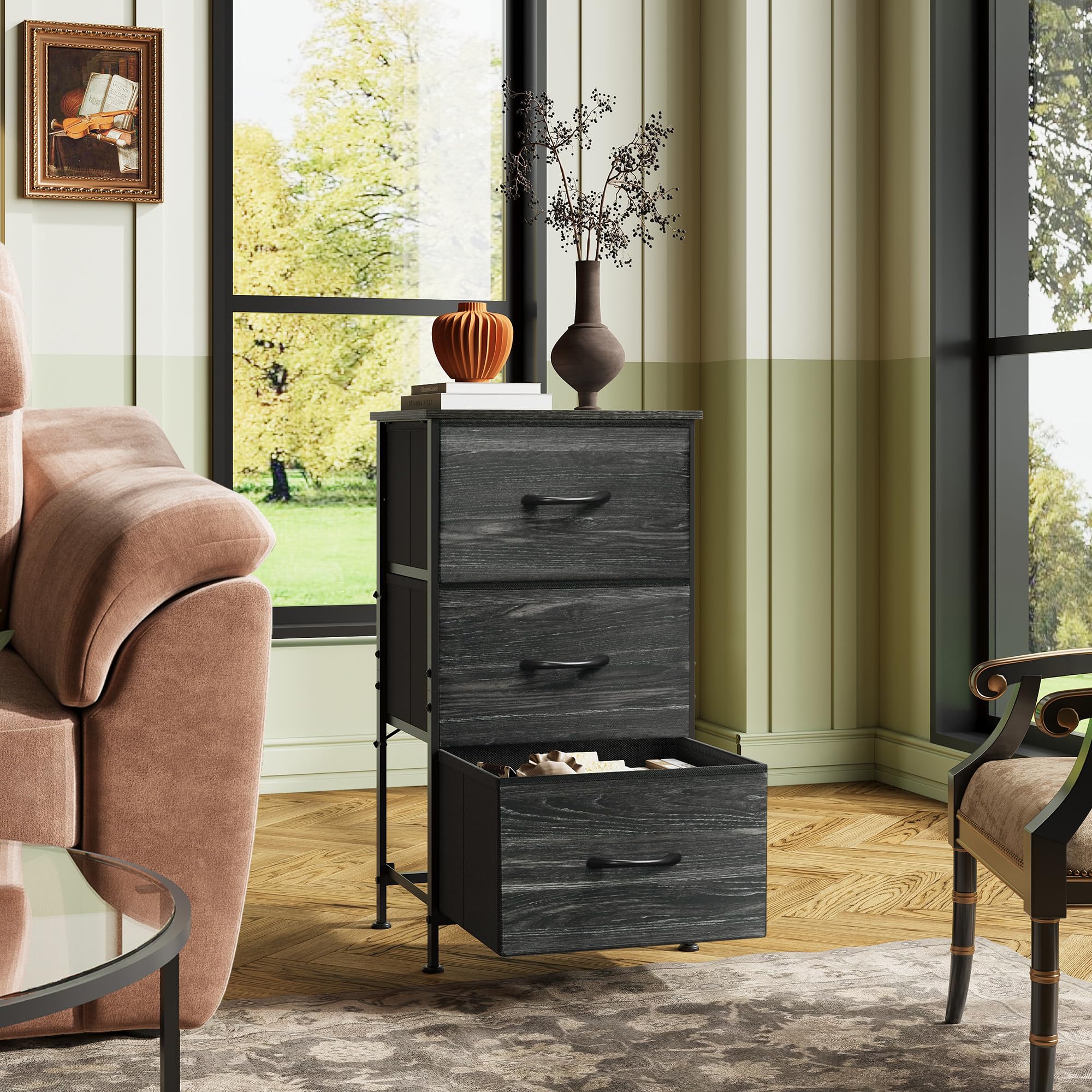 WLIVE wood top display area holding lamp and decor items