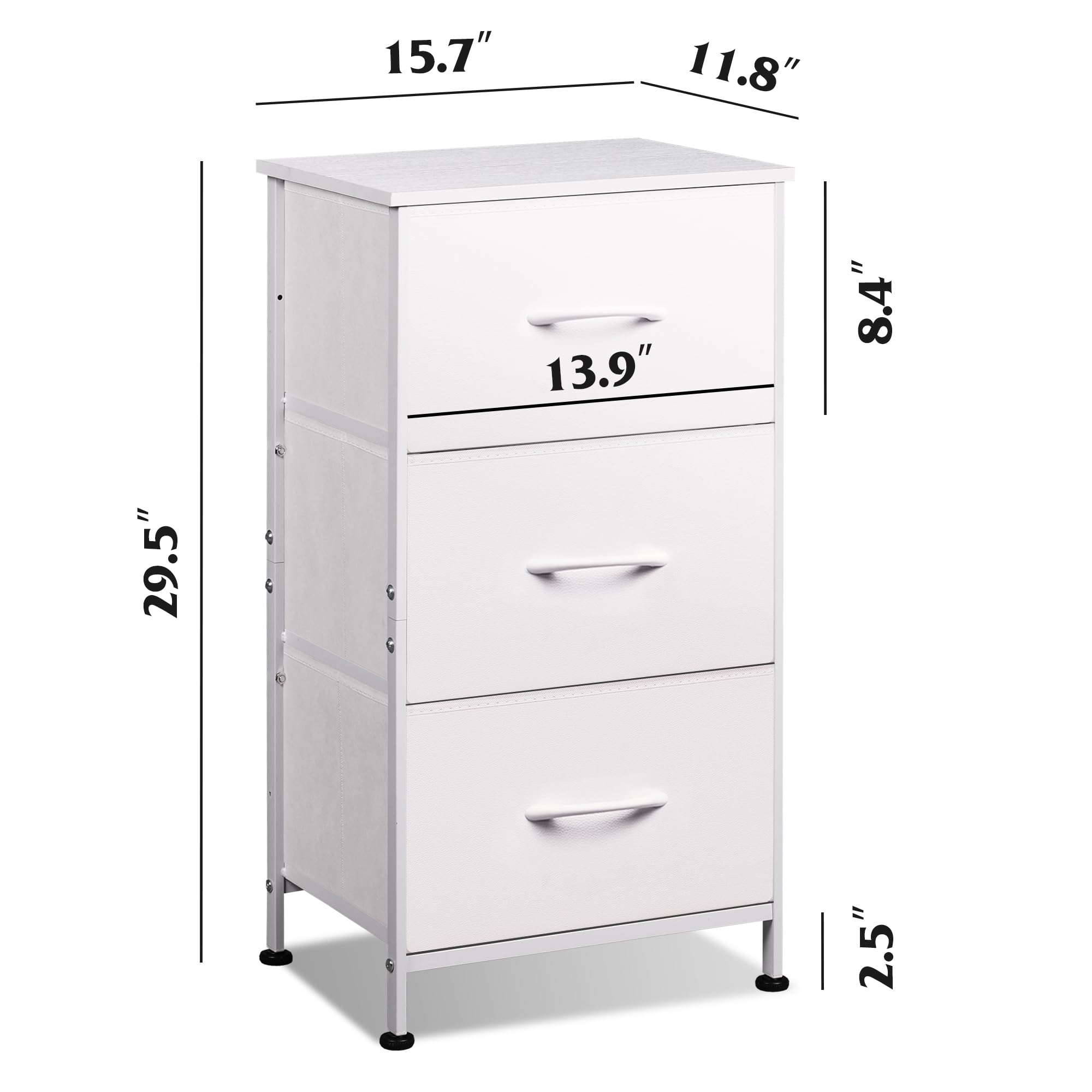 Wood top surface on WLIVE nightstand ideal for lamps and decor