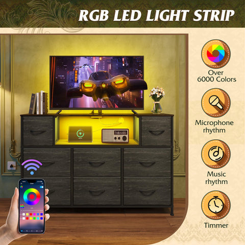 WLIVE open shelves hold consoles, speakers, and decorative accents.