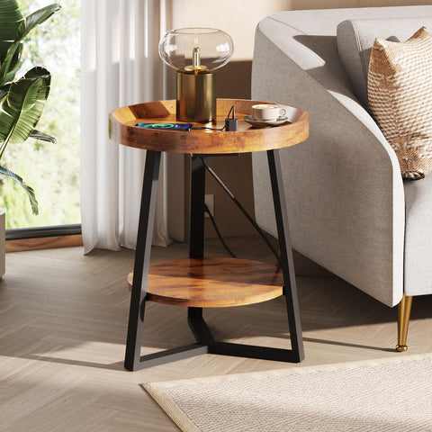 WLIVE table with charging ports ideal for bedside or living room.