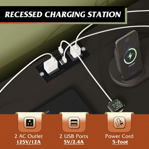 WLIVE Power outlet with USB ports reduces cable clutter.