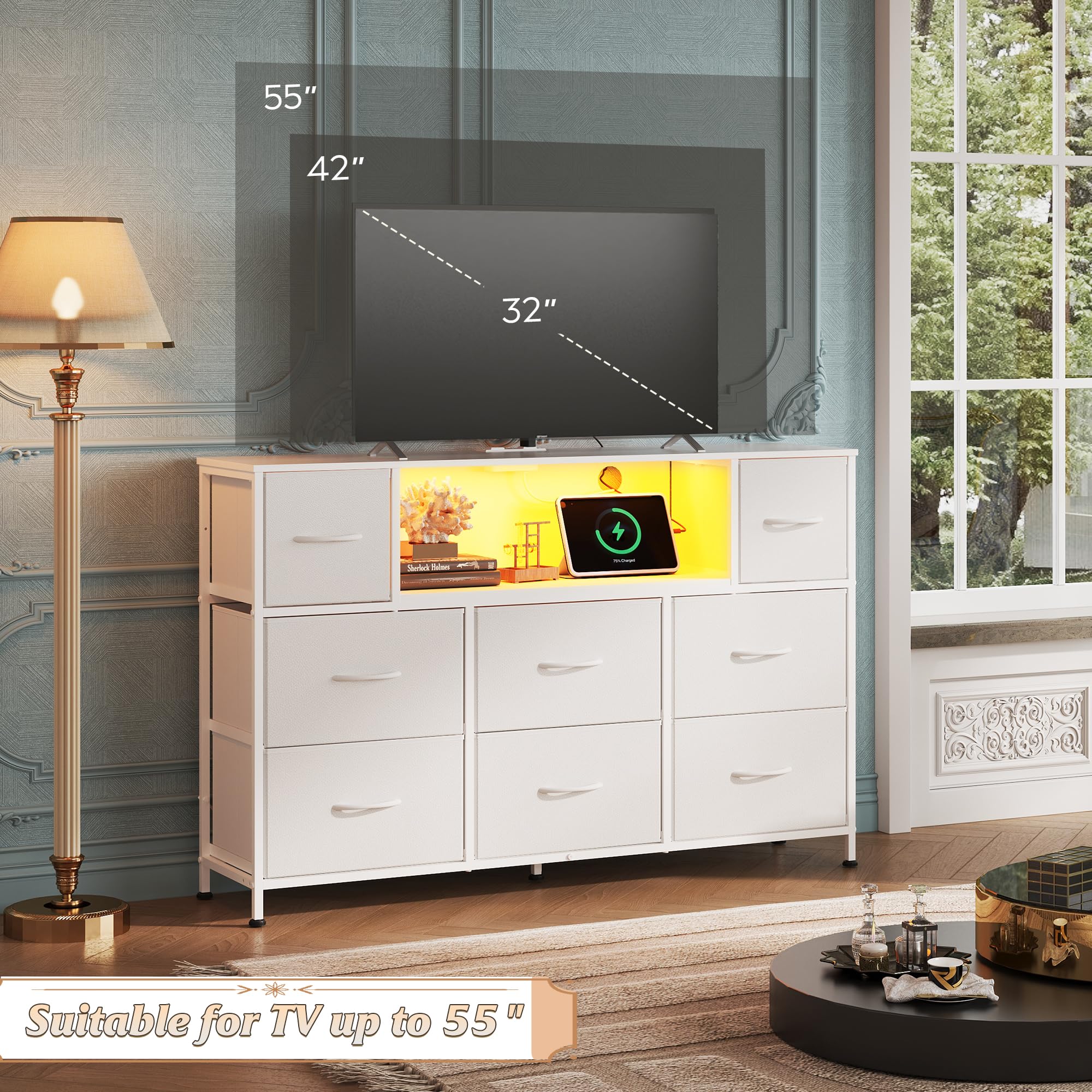 WLIVE built-in outlets and USB ports reduce clutter and wire chaos