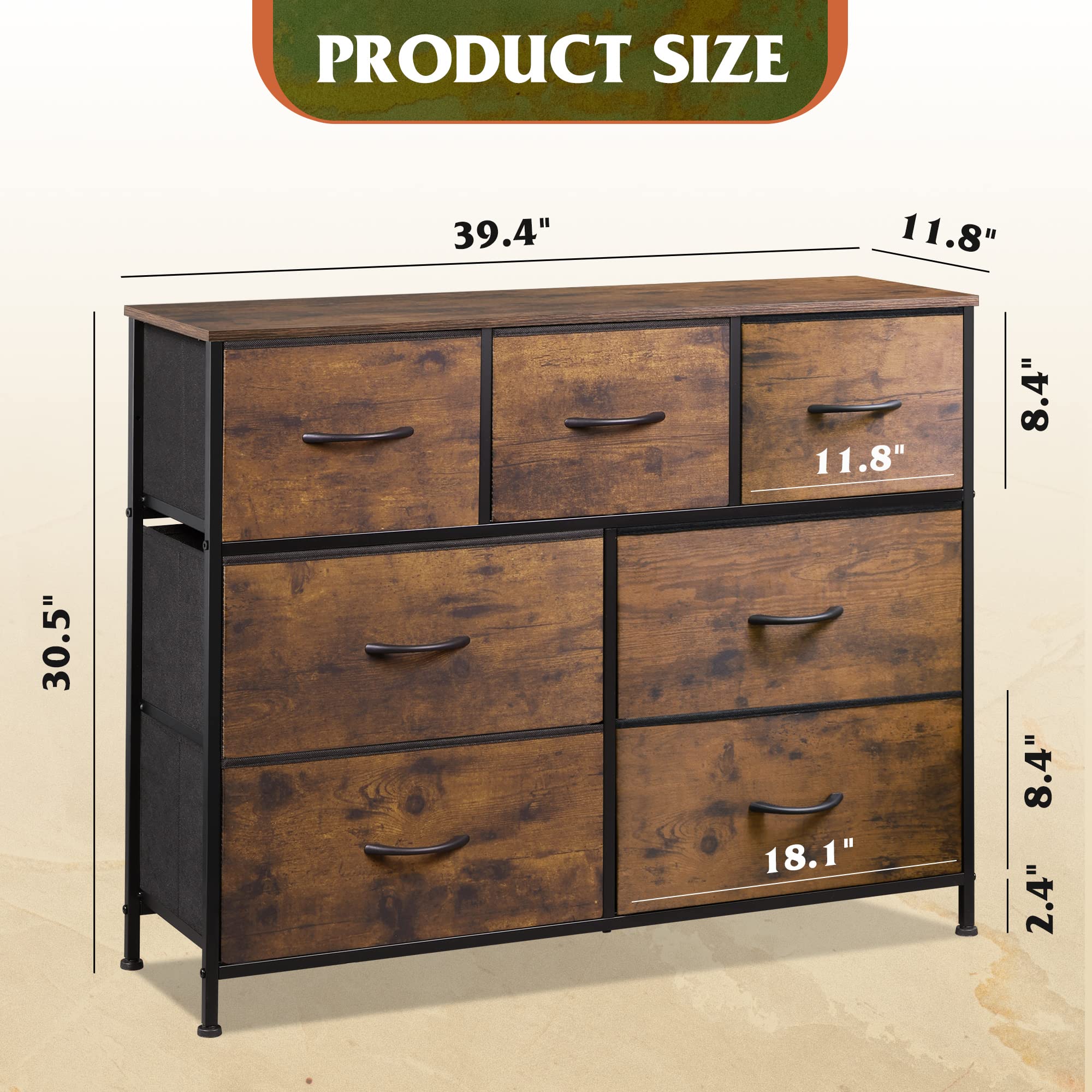 WLIVE rustic brown wood grain finish adds warm style.
