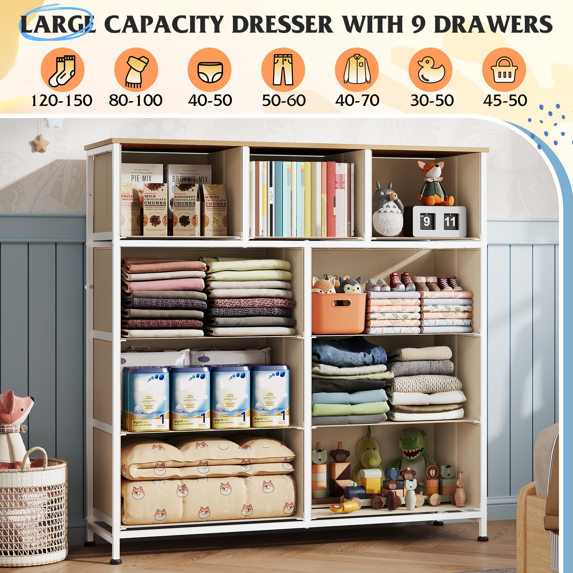 WLIVE steel frame highlights sturdy structure and durability for long use.