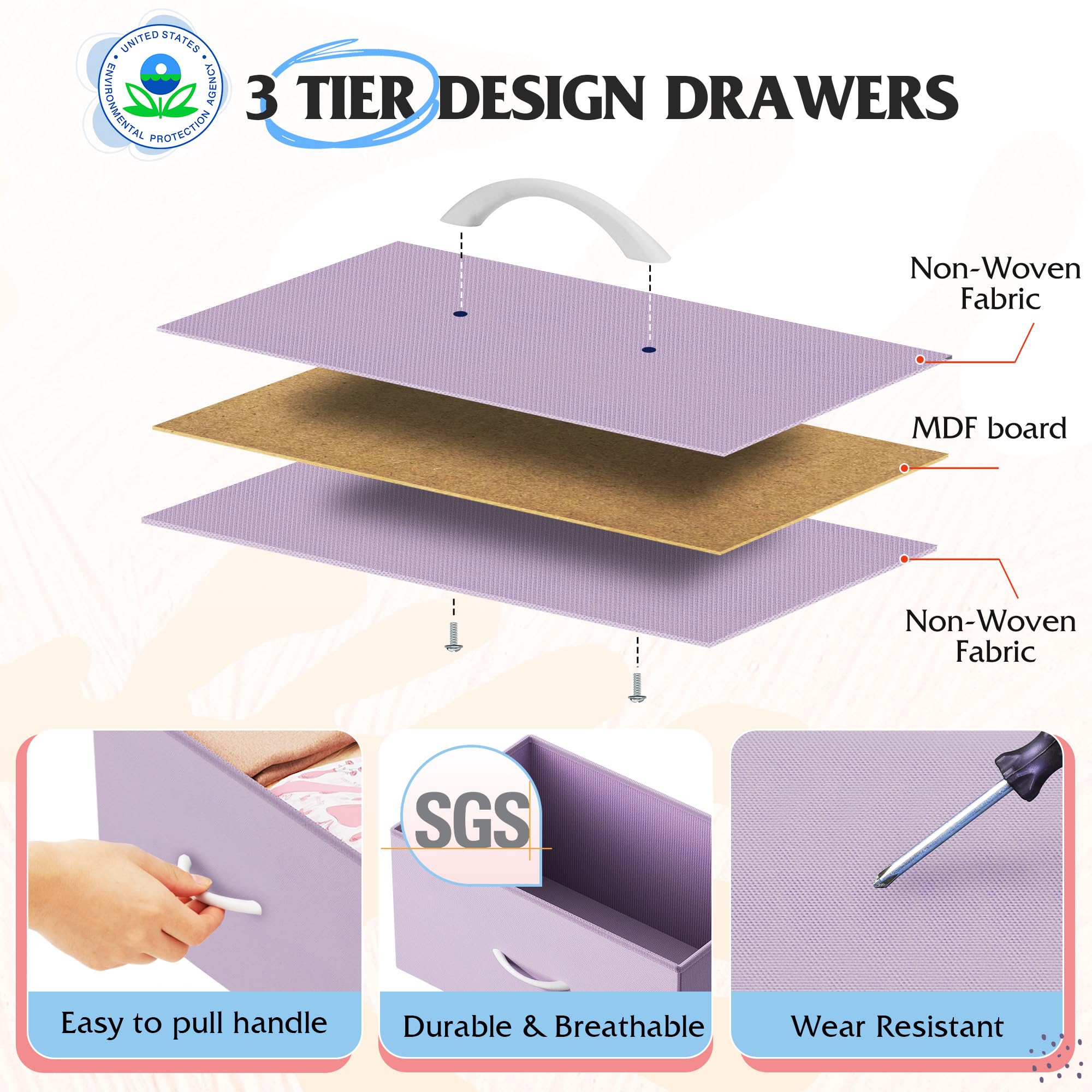 WLIVE steel-frame durability purple highlights sturdy construction for daily use.