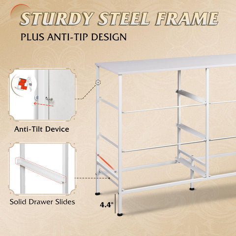 Sturdy metal frame with adjustable feet for stable placement.
