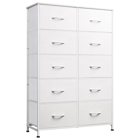 WLIVE tall dresser with 10 fabric drawers and assembly-ready design