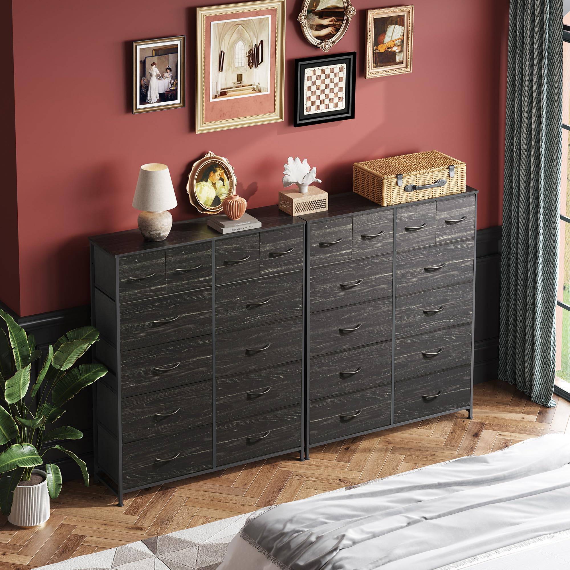 WLIVE 12-drawer fabric dresser keeps clothes neatly organized.