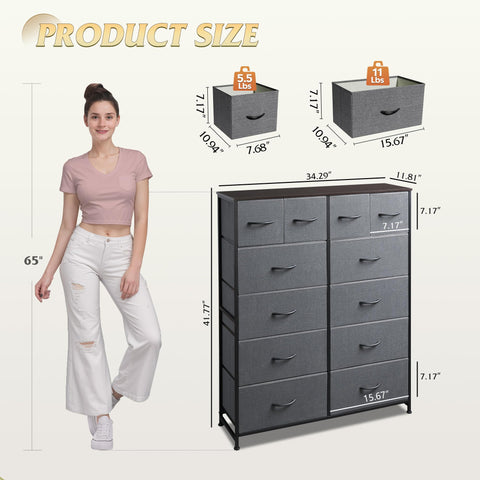WLIVE 12-drawer configuration keeps wardrobe items neatly organized.