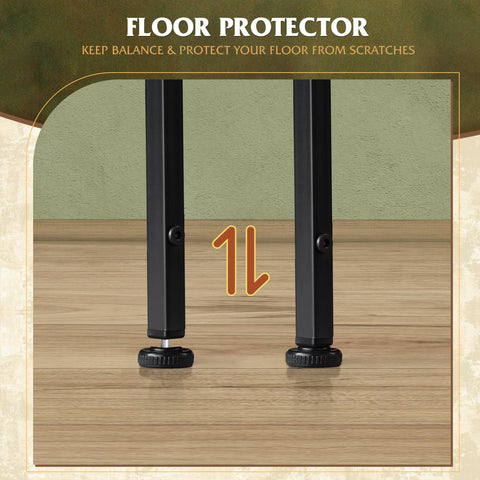 Adjustable feet adapt to uneven floors and protect flooring.