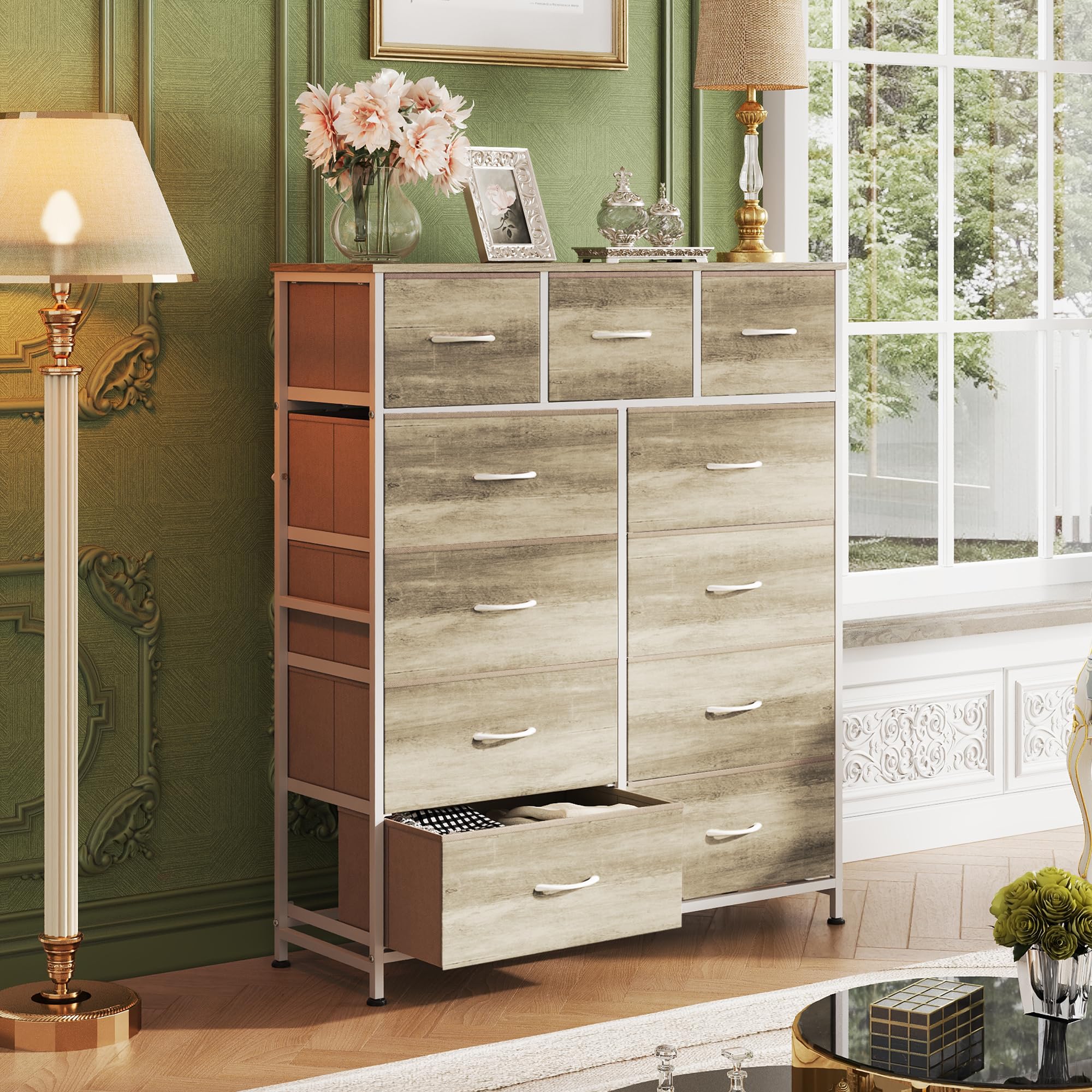 WLIVE tall dresser adjustable feet stabilize on any floor