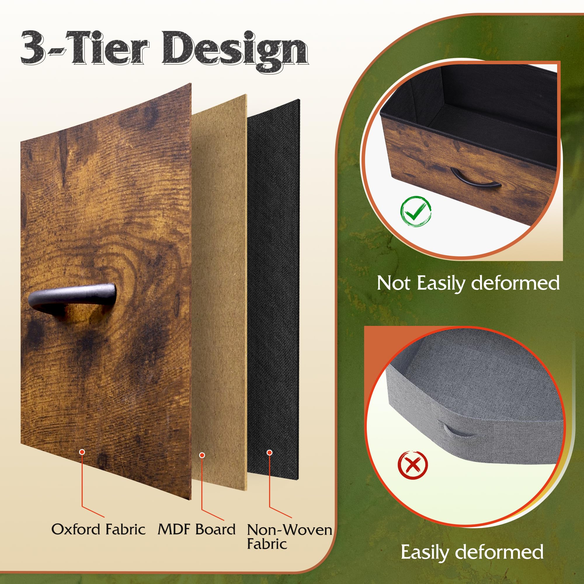 Adjustable feet protect floors and level the dresser on uneven surfaces.