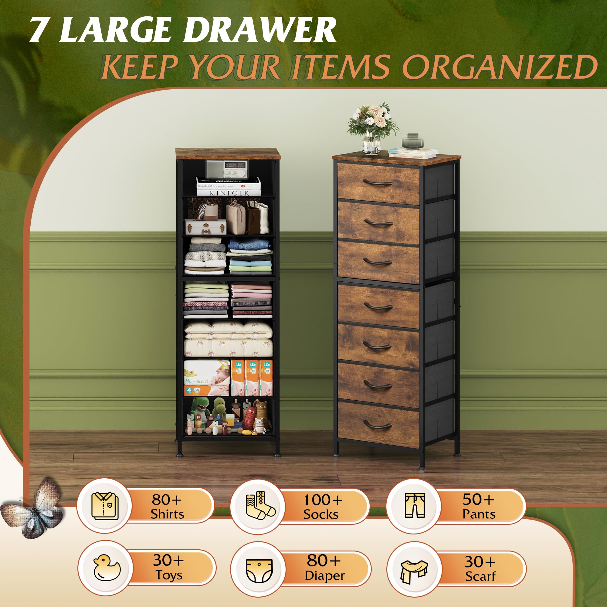 WLIVE tall dresser features anti-tilt device for safer placement