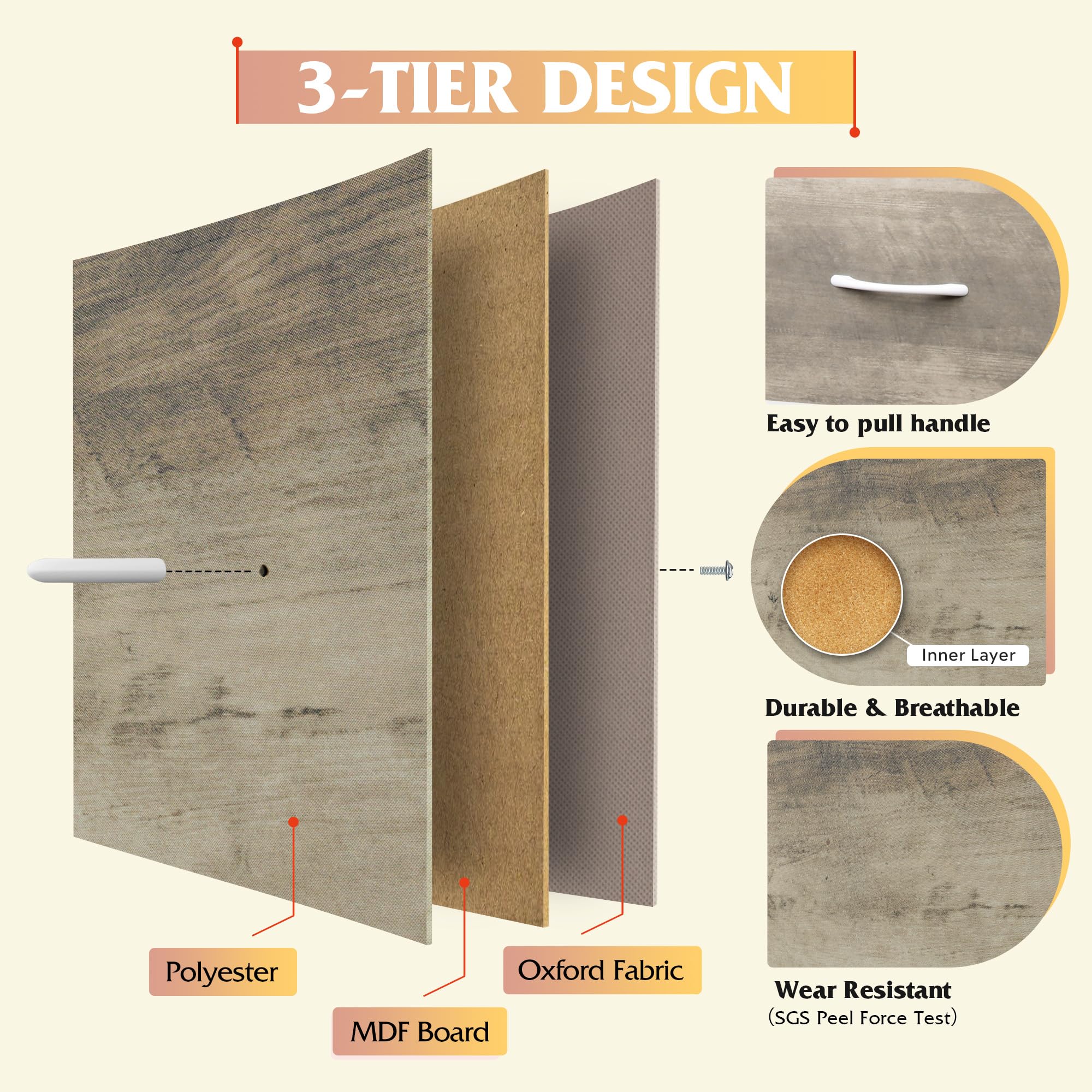 WLIVE tall dresser assembly guide shows quick setup and parts