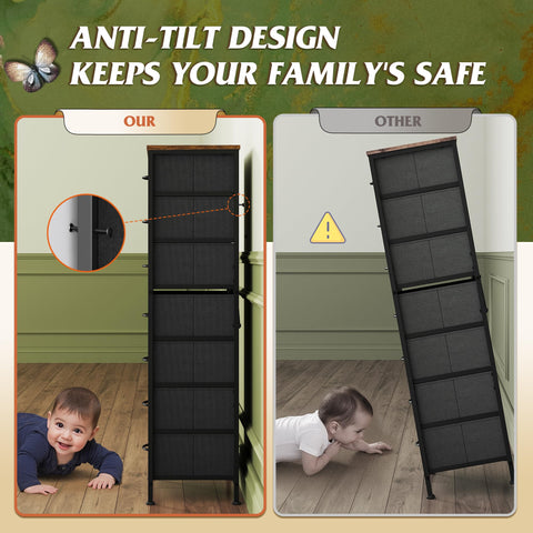 WLIVE tall dresser in a bedroom setup maximizing storage