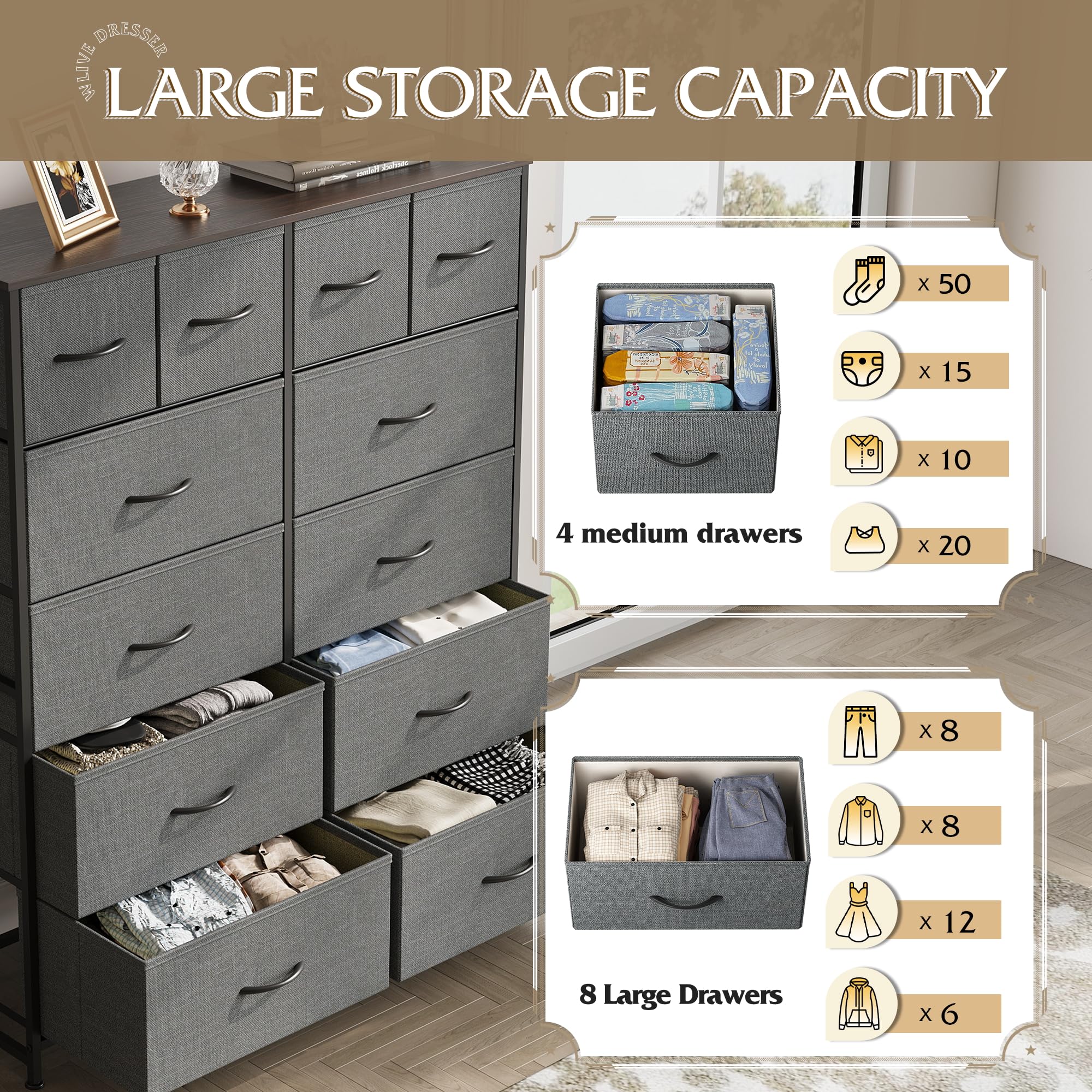 WLIVE dark grey finish suits modern bedrooms and living areas.
