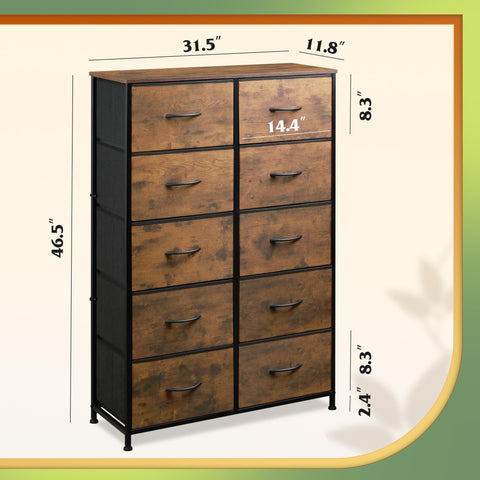 WLIVE tall dresser drawer depth detail demonstrates deep storage options.