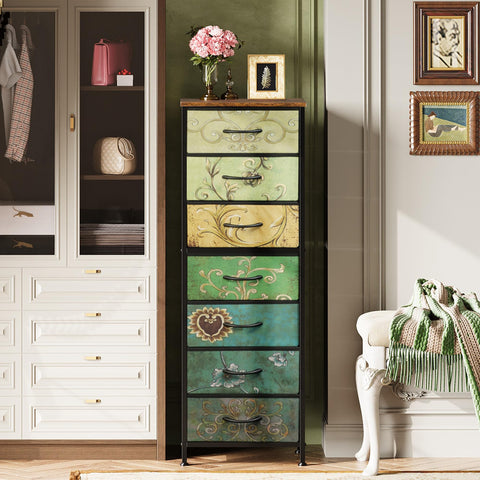 Fabric bins provide breathable storage on a sturdy frame.
