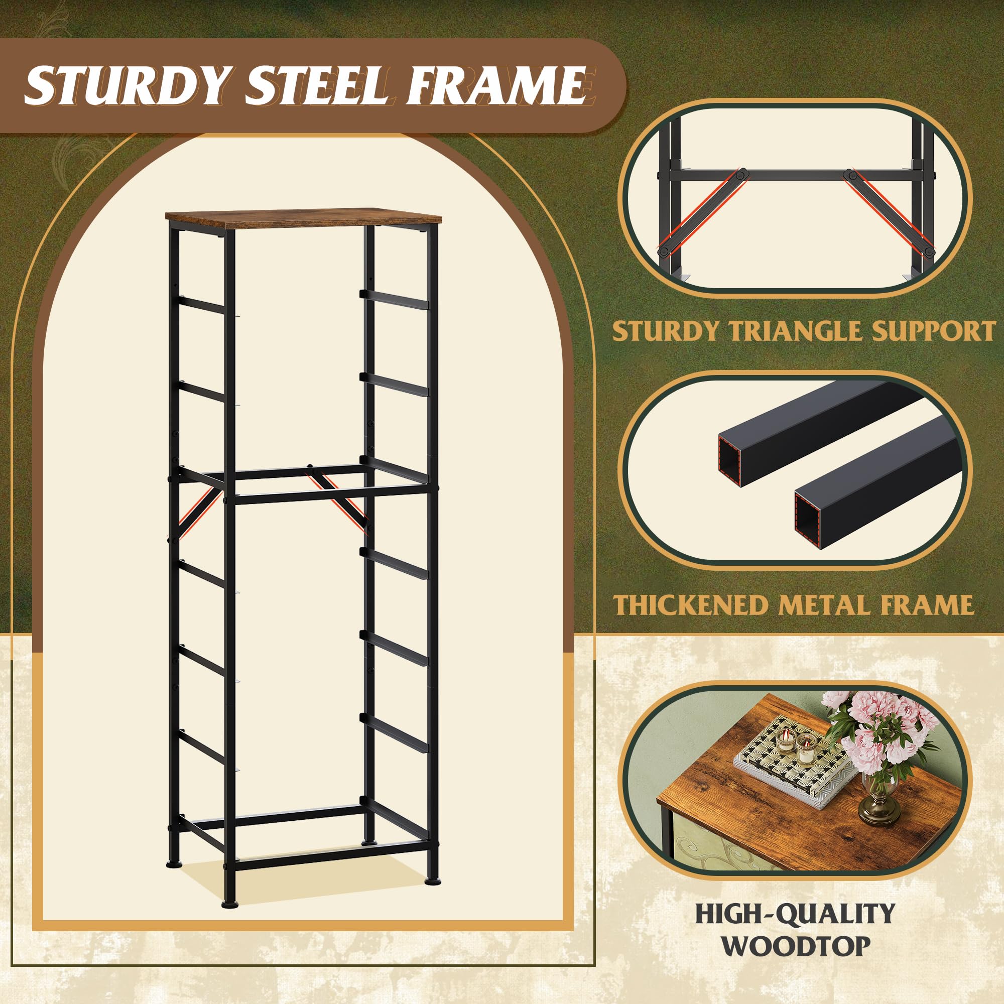Durable metal frame provides strong support for daily use.