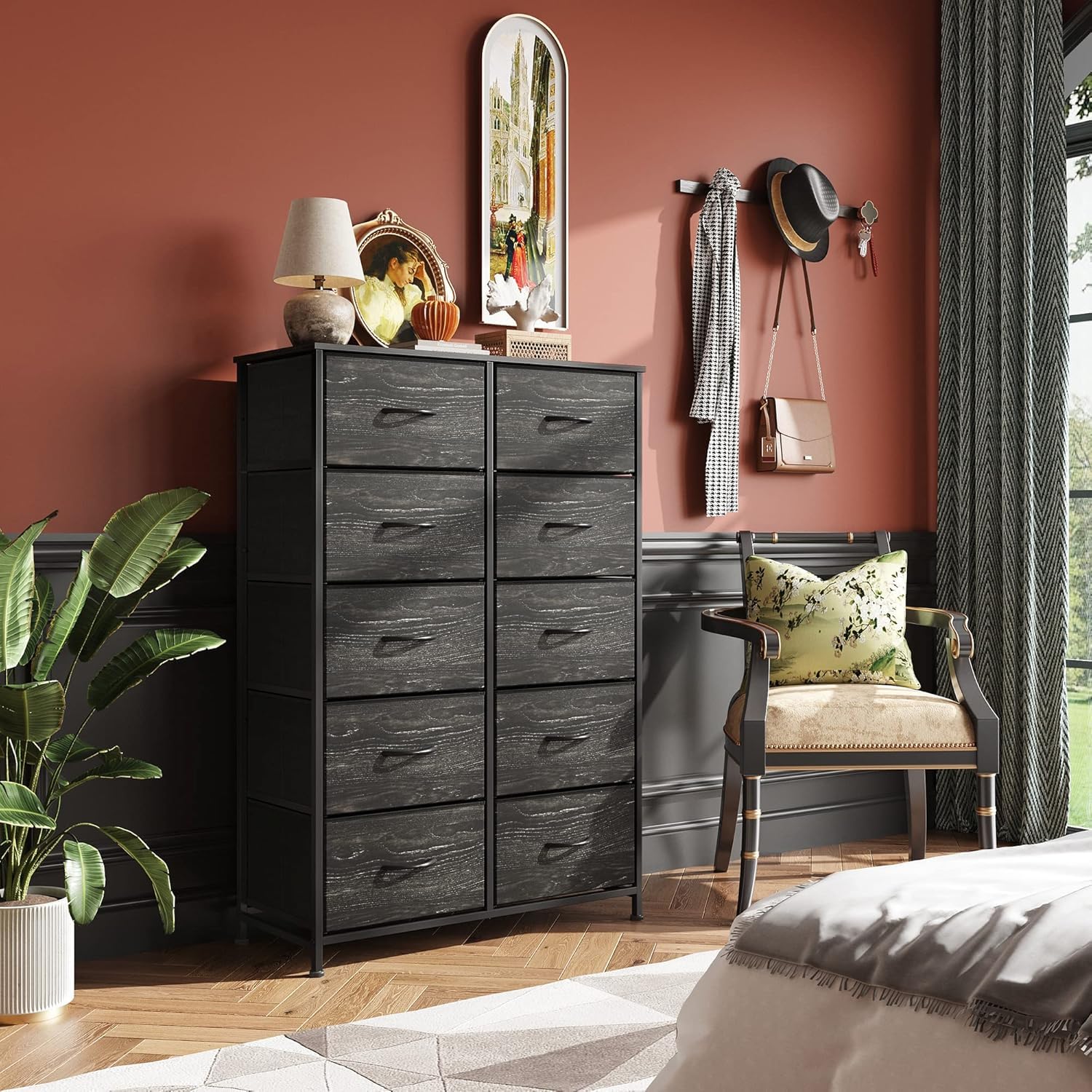 Open drawers of WLIVE tall dresser showing deep storage for clothes