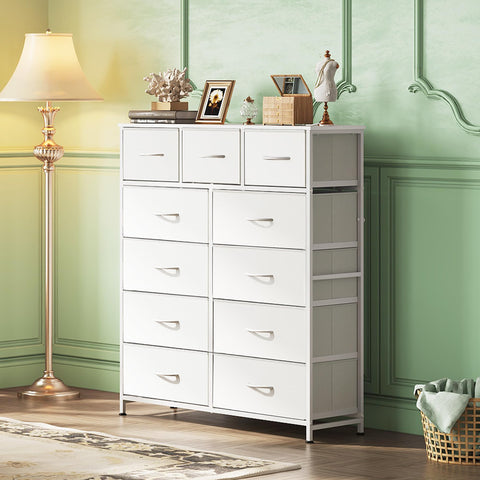 WLIVE wood-top storage dresser provides display space for decor