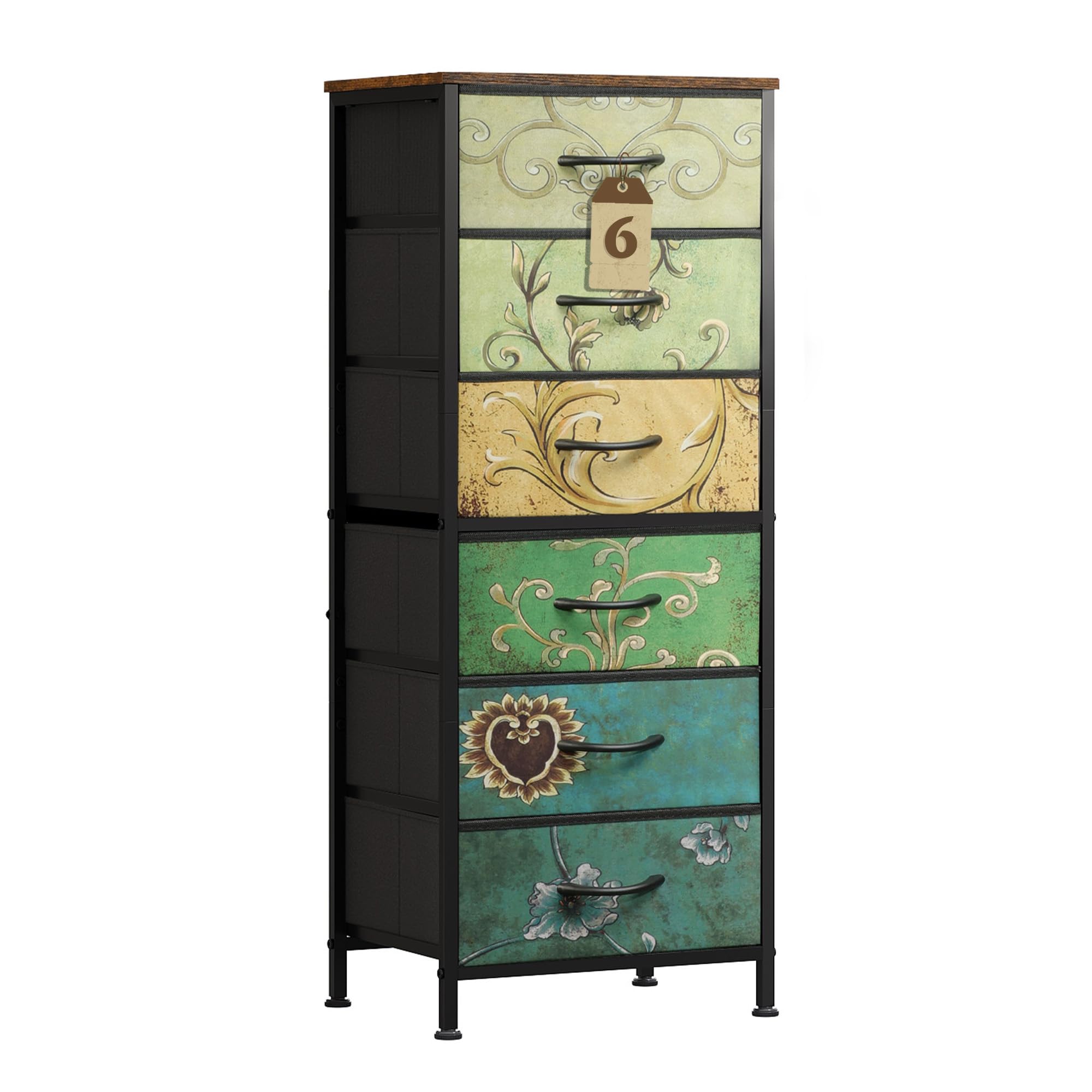 WLIVE tall dresser with wood top for display and organized clothes.