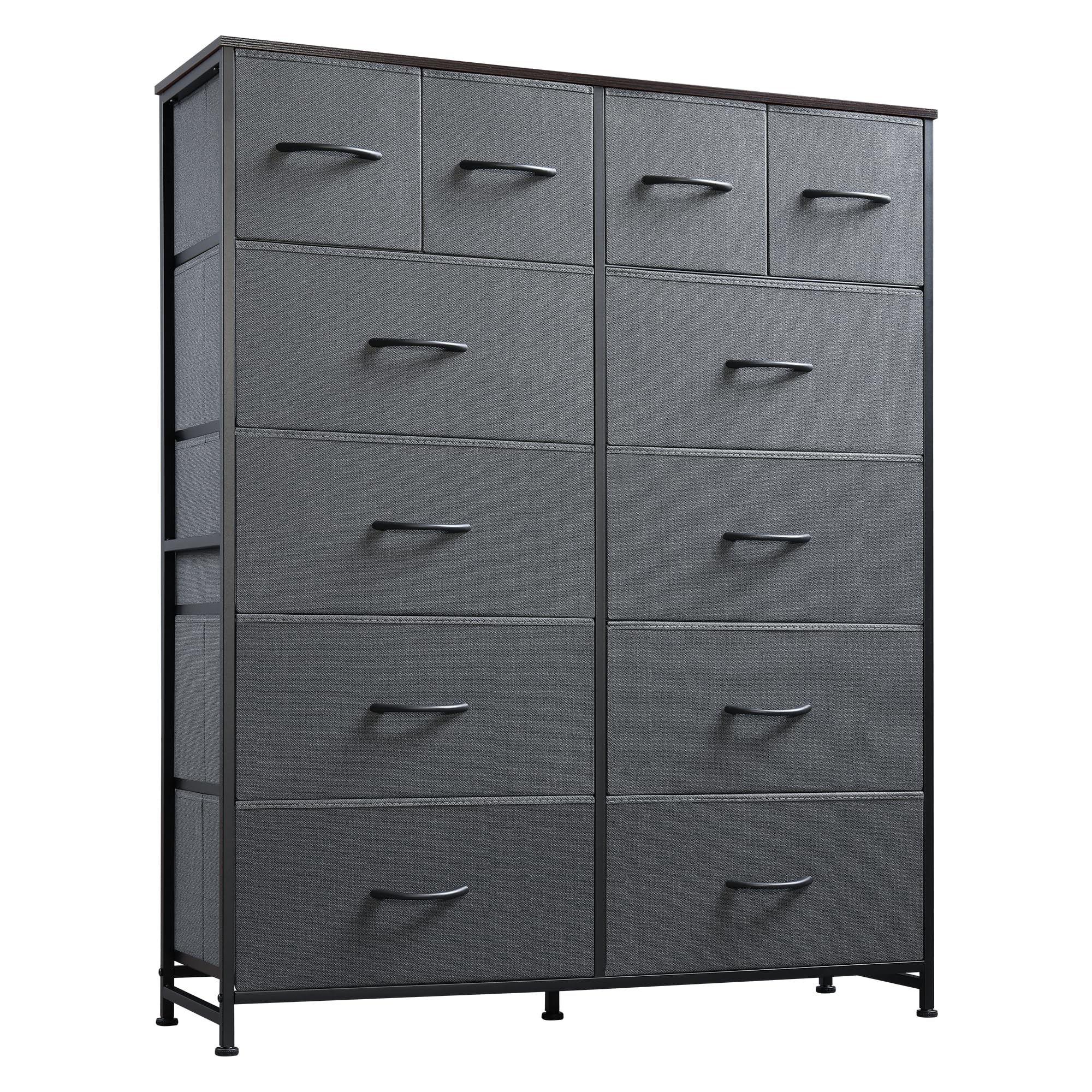 WLIVE tall dresser with wood top offers organized storage and display space.