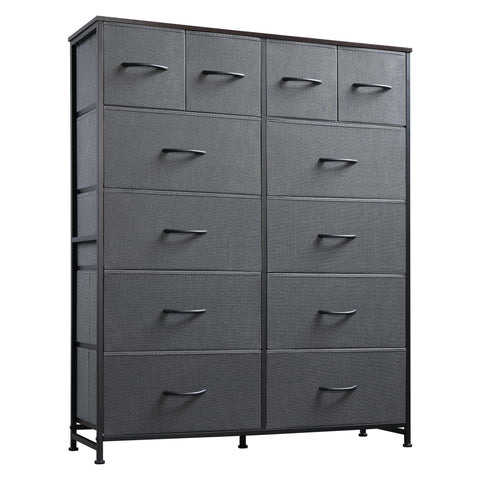 WLIVE tall dresser with wood top offers organized storage and display space.