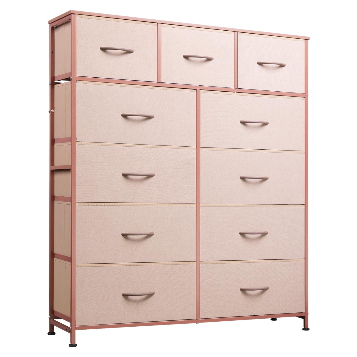 WLIVE tall dresser with wood top showing sturdy construction.